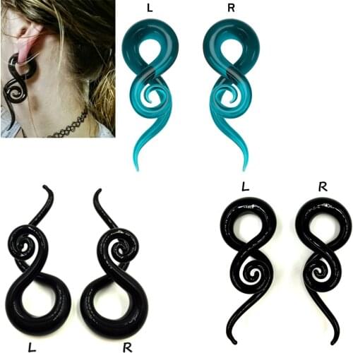 1pair Pyrex Glass Ear Spiral Taper Gauge Ear Plug Expander Stretcher Flesh Tunnel Piercing