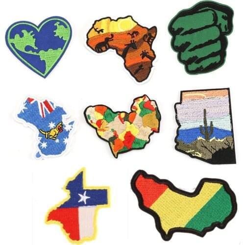 10 Pieces/lot Flag Map Patches for Denim Jackets Backpacks Iron on Shoulder Patch Badge Embroideried Appliques