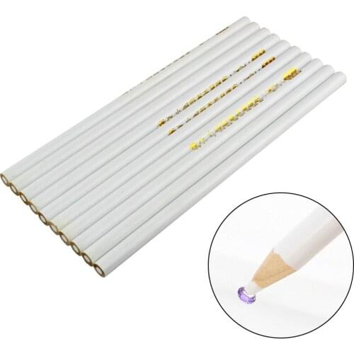 10Pcs/Lot Nail Art Rhinestones Gems Picking Crystal Dotting Tool Wax Pencil wood Pen Picker Rhinestones Nail Art Decoration