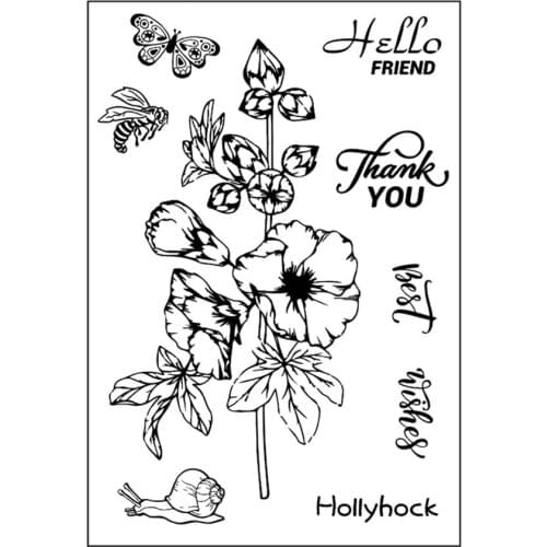 11*16 Vintage Hollyhock Clear Stamps Transparent Silicone Seal for DIY Scrapbooking Card Making Photo Album Decorative Stamp