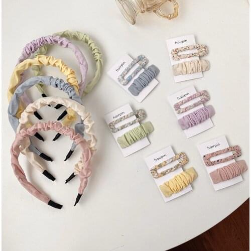 4 Pcs/Set Summer Women Girls Sweet Colors Flower Scrunchies Rubber Bands Headbands Lovely Hair Clips Female Hair Accessories