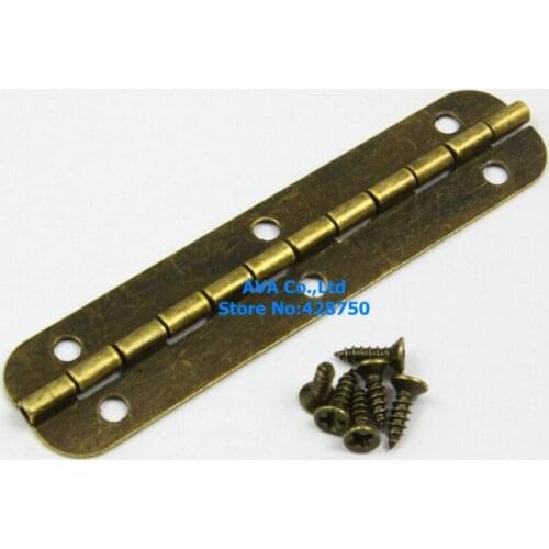 40 Antique Brass Jewelry Box Hinge Long Hinge 65x15mm with Screws