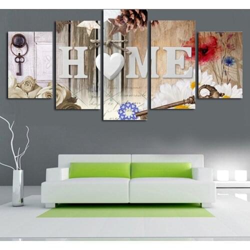 5Pcs Unframed Modern Flowers Art Oil Canvas Painting Picture Print Home Wall Decor HD Spray Painting Home Wall Decoration