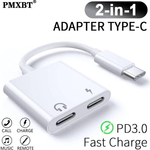 Type C Adapter 2 In 1 Splitter For Huawei Mate40 Mate30 P40 P30 P20 Xiaomi Mi 10 Connector USBC To 3.5mm Jack Charging Converter