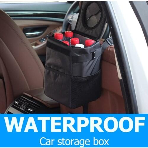 Car Seat Back Storage Bag Folding Waterproof Insulated Organizer Trash Can Dustbin Auto Stowing Tidying Accessories