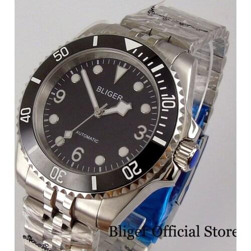 BLIGER New Arrival Dress Luminous Self Winding Men Watch Steel 21 Jewels MIYOTA 8215 Movement Jubilee Bracelet Screw Crown