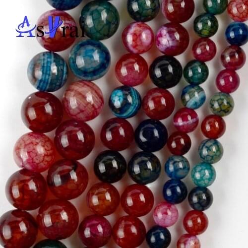 Natural Stone Tourmaline Agates Spacer Loose Round Beads For Jewelry Making 6/8/10mm Diy Bracelets Accessories 15"