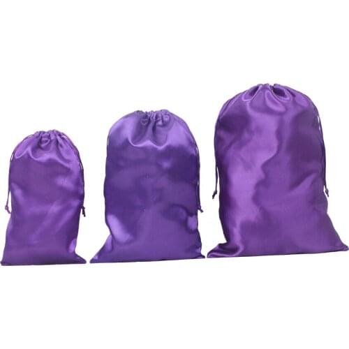 Blank stock Virgin hair extension bundles wigs packaging silk satin bag