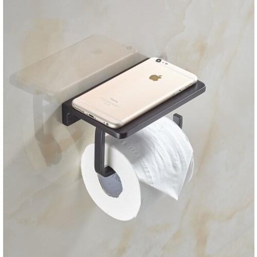 Black Toilet paper holder Tissue holder mobile phone WC Paper Roll Rack Kitchen Roll Holder Bathroom Hardware