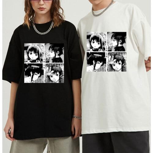 Serial Experiments Lain T-shirt Men Short-Sleeve Psychological Fiction Animation Tshirt Iwakura Cotton Manga Cosplay Tee Shirt