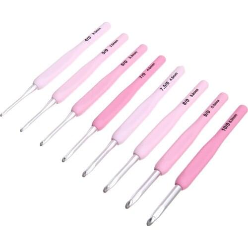 Smooth Needles 8 Sizes Crochet Hook Set Soft Ergonomic Grips Weave Tool Gradient Knitting And Sewing Supplies
