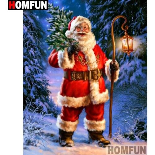 HOMFUN Full Square/Round Drill 5D DIY Diamond Painting "Santa Claus snow scene" Embroidery Cross Stitch 3D Home Decor A10396