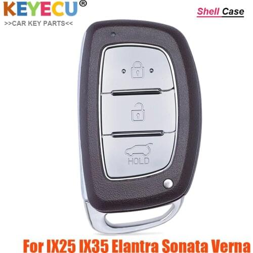 KEYECU Smart Remote Car Key Case Shell for Hyundai IX25 IX35 Elantra Sonata Verna, Replacement Fob 3 Buttons With Insert Blade