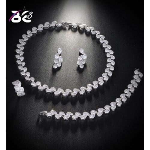 Be 8 Fashion AAA Cubic Zirconia Water-drop Women 4pcs Set Jewelry Necklace Earring Bracelet Finger RingParure Bijoux Femme S143