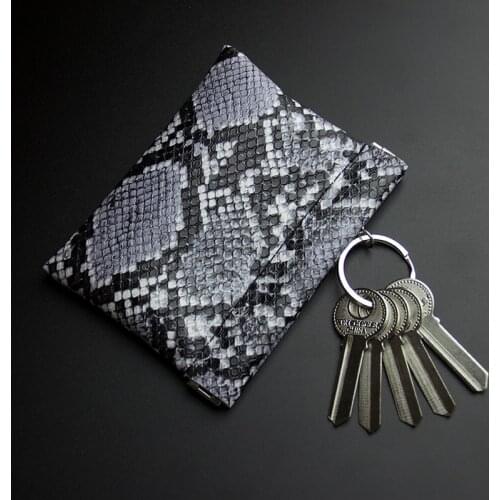 Leather Key Wallet with Ring Long Pocket Designer Coin Purse Women Men Small Money Bag Card Holder Keychain Earbud Pouch Fashion