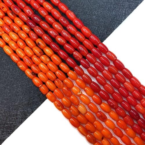 Red Coral Rice Beads Natural Bulk Jewelry Handmade Necklace Bracelet DIY Accessories Necklace Earrings 15 Inches Size 5x9mm