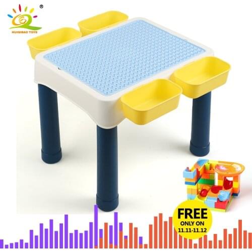 Multifunction Baby Large Study Desk Building Blocks City Learning Table Big Size Brick City Construction Toys For Children
