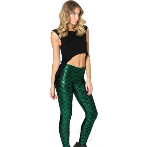 Fashion Sexy Women Mermaid Fish Scale Leggings Plus Size Mermaid High Waist Fitness Workout Legging Pants Casual Leggins Pant