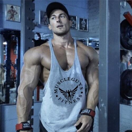 Muscleguys Brand Fitness Clothing Bodybuilding Tank Top Men Gyms Stringer Singlet Cotton Sleeveless shirt Workout Man Undershirt