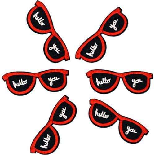 DIY Sunglasses Patches for Clothing Iron Embroidered Patch Applique Iron on Sewing Accessories Badge Stickers for Clothes BT257