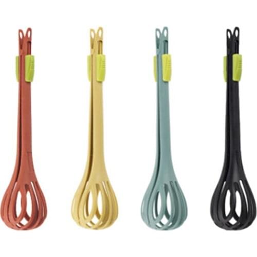 NEW 3 in1 Nylon Hand Whisk Rotary Egg Mixer Whisk Food Clips Salad Stirring Stick Noodle Spaghetti Tongs Non-Slip Kitchenware