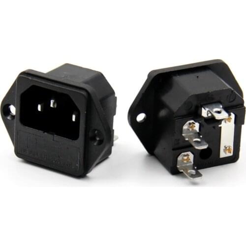 NEW Panel Mounted 3 Pin IEC 60320 C14 Inlet Male Power Plug 15A AC 250V w/ fuse holder