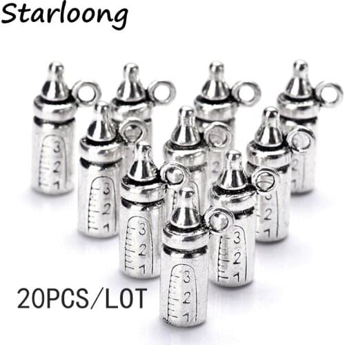 20pcs/lot wholesale antique zinc alloy cute baby feeding bottle charms pendants for bracelet necklace DIY jewelry making