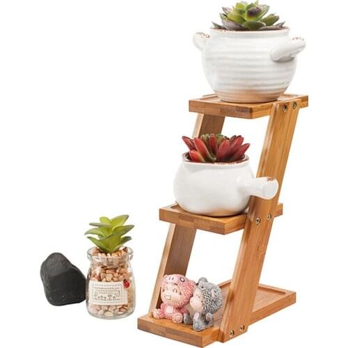 Plant Shelves Flower Display Stand Bamboo Display Stand Wood Shelf Storage Rack Outdoor Holder Flower Garden Rack Stand