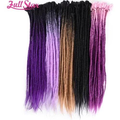 Full Star Synthetic Ombre Color dreadlocks Crochet Hair for Braids 24" 5strands/pack Burgundy Blue Pink Braiding Hair for Women