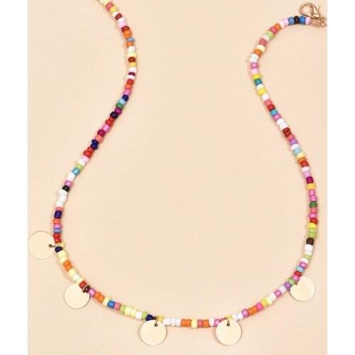 Colorful Bead Necklace Clavicle Necklace Lady Necklace Gold Bohemian Party Jewelry Gift