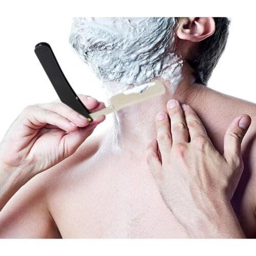 Manual Professional Razor Straight Blade Stainless Steel Sharp Hair Clipper Razor Folding Shaving Stripper Straight Razor Blade