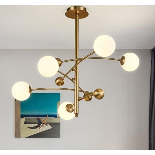 Modern personality magic beans glass pendant lamp designers tree branches glass balls Hanging lamp Modern Golded light fixture
