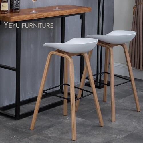 Modern Design solid wood pp plastic counter stool northern wind fashion creative bar chair bar stool Popular Furniture stool 2PC