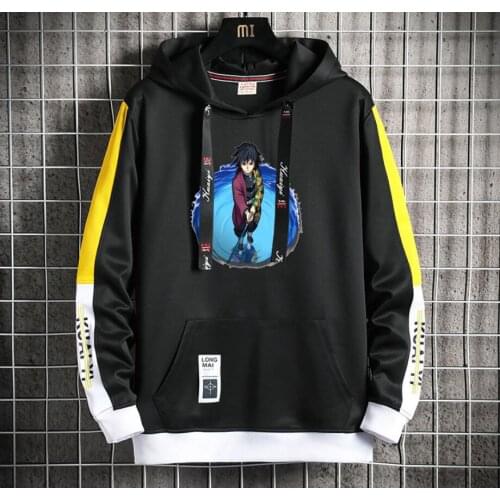 Anime Demon Slayer Hoodie women men Popular Harajuku Hoodeds Pullover Streetwear Casual Fake Two-Piece jacket coat