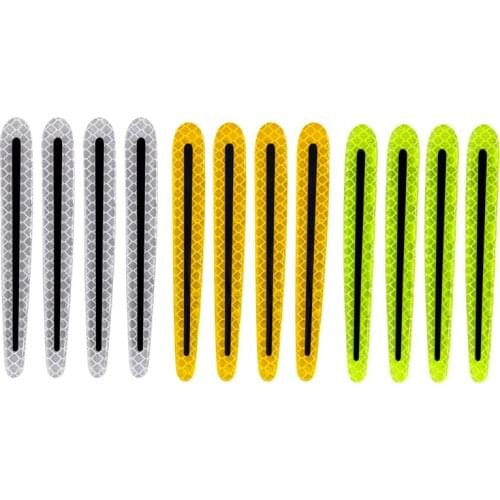 Universal 4Pcs Car Plastic Anti Scratch Reflective Door Handle Protective Sticker Strips