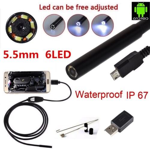 2020/5.5mm Lens 1M 2M 3M 5M 720P Android USB Endoscope Camera Flexible Snake USB Pipe Inspection Android Phone Borescope Camer