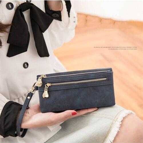 Vintage Wallets For Women Korean PU Leather Wallet Phone Bag Credit Card Holder Ladies Clutch Zip Coin Purse Carteira Feminina