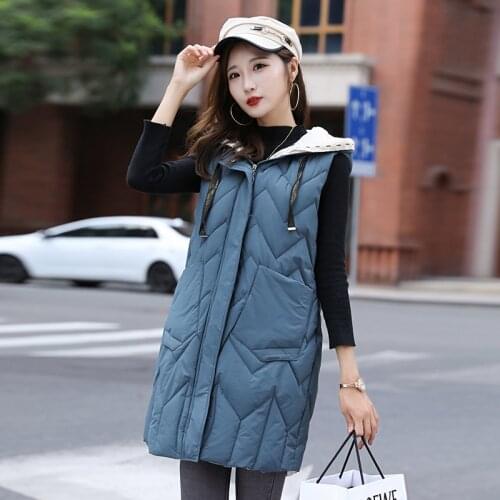 ISENMAL Women Sleeveless Vest Winter Warm L-3XL Down Cotton Padded Jacket Female Veats Mandarin Collar Sleeveless Waistcoat