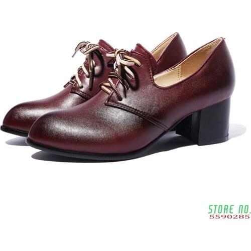 Big Size Spring Women Derbies Vintage Brogues Pointed Toe Black PU Oxfords Autumn Lace Up Casual Office Dress British Lady Flats