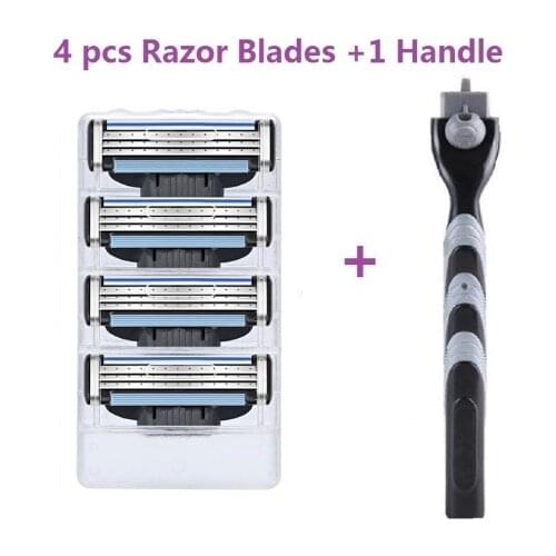 1 handle + 4 blade manfacial care shaving cassettes men shaving blades Compatible Gillette Mach3