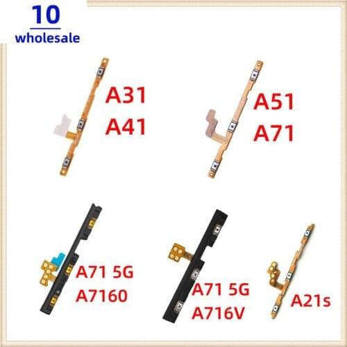 10pcs Power On/Off Switch Button Volume Key Flex Cable For Samsung Galaxy A31 A41 A51 A71 4G 5G A21s Smartphone Repair Parts