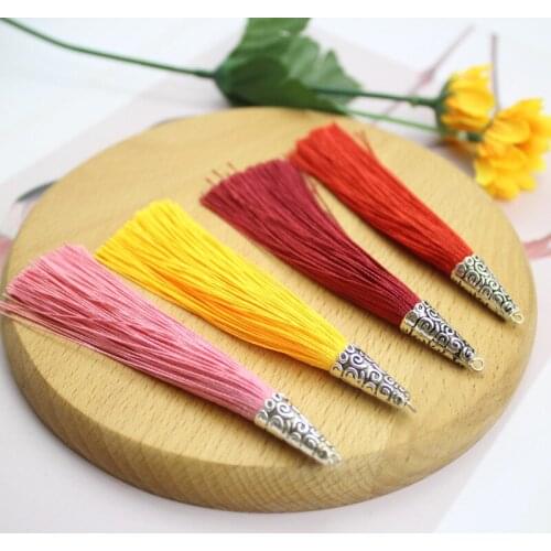 10pcs/lot Alloy Tassels 9cm Trim Fringe With Hole Hanging For Bookmark Earrings DIY Jewelry Textile Accessories