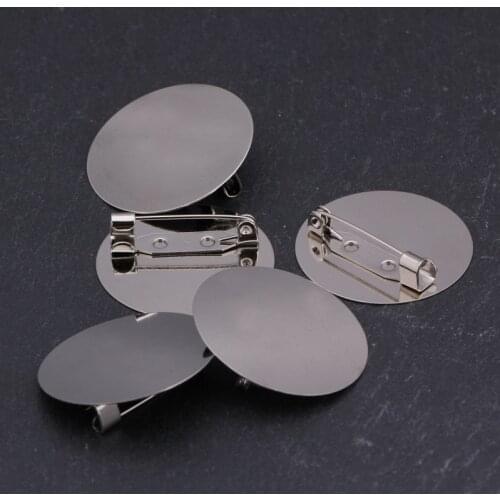 10pcs Silver Round Blank Tray Flat Brooch Base Settings For DIY Jewelry Making Handmade 20mm / 25mm / 30mm Brooch Accessories