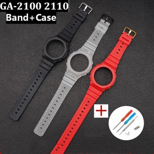 2 In1 Frame + Wrist For Casio g-shock GA2100/GA2110 Watch Accessories Band Strap for Casio Bracelet Cover Protective Case