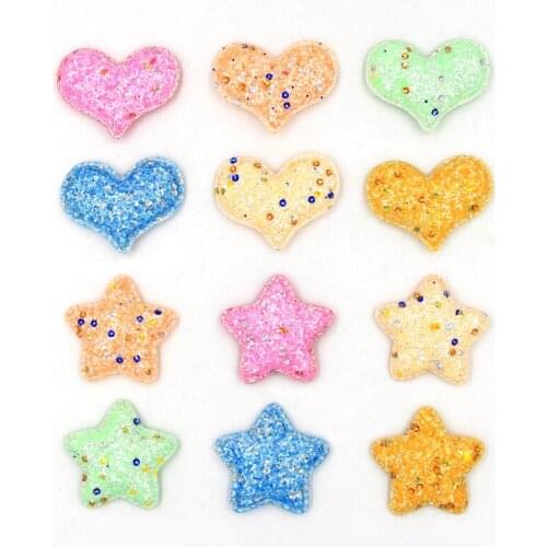 20pcs/lot Multi color Glitter Star Padded Appliques for DIY Children Headdress Accessories