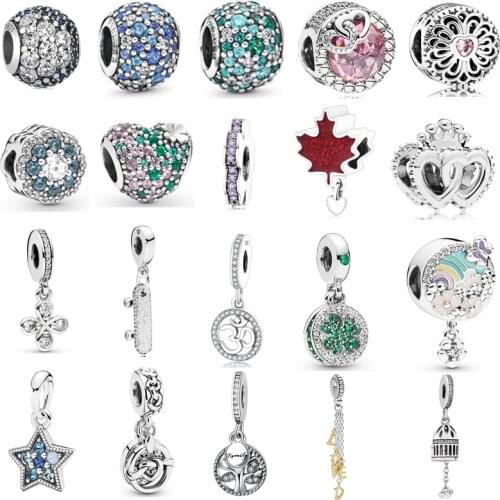 2020 new free shipping ocean mosaic ball family tree clover star bow bead fit Original Pandora charms silver 925 bracelet women