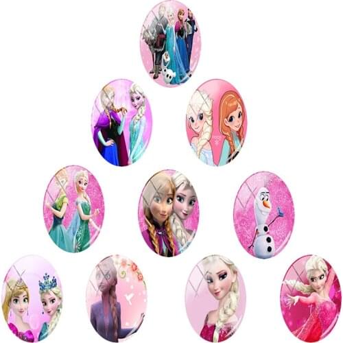 Disney animated character princess oval 18x25mm photo 5pcs/many glass cabochon dome flat back jewelry production result