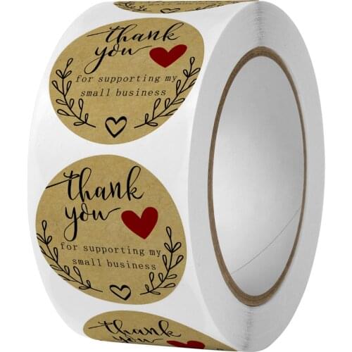 500pcs 1inch round thank you sticker"thank you for supporting my small business" gift decoration seal sticker Wrapping sticker