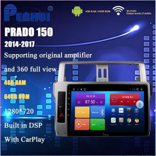 Car DVD For Toyota Land Cruiser Prado 150 2014-2017 Car Radio Multimedia Video Player Navigation GPS Android10.0 Double Din