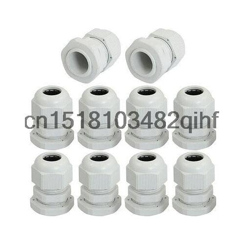White Plastic Waterproof PG13 7-12mm Diameter Cable Gland 10PCS